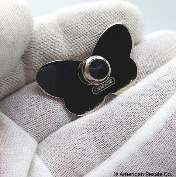 Vintage COACH Green Enamel Butterfly Lapel Pin Brooch Purse Backpack Pin Charm - Picture 4 of 6